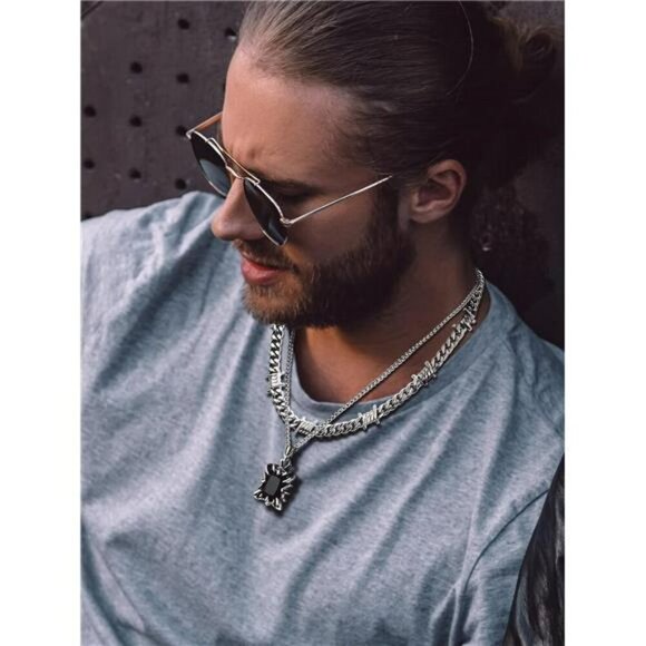 Barbed Wire Cuban Chain Necklace Gothic Punk Choker Stainless Steel Unisex - Picture 4 of 7